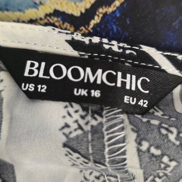 BLOOMCHIC SZ 12 L  Black White Tribal Print Dolman Sleeve Dress NWT B98 - Picture 10 of 11